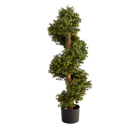 Nearly Natural boxwood spiral topiary with lush faux foliage for upscale entryways.