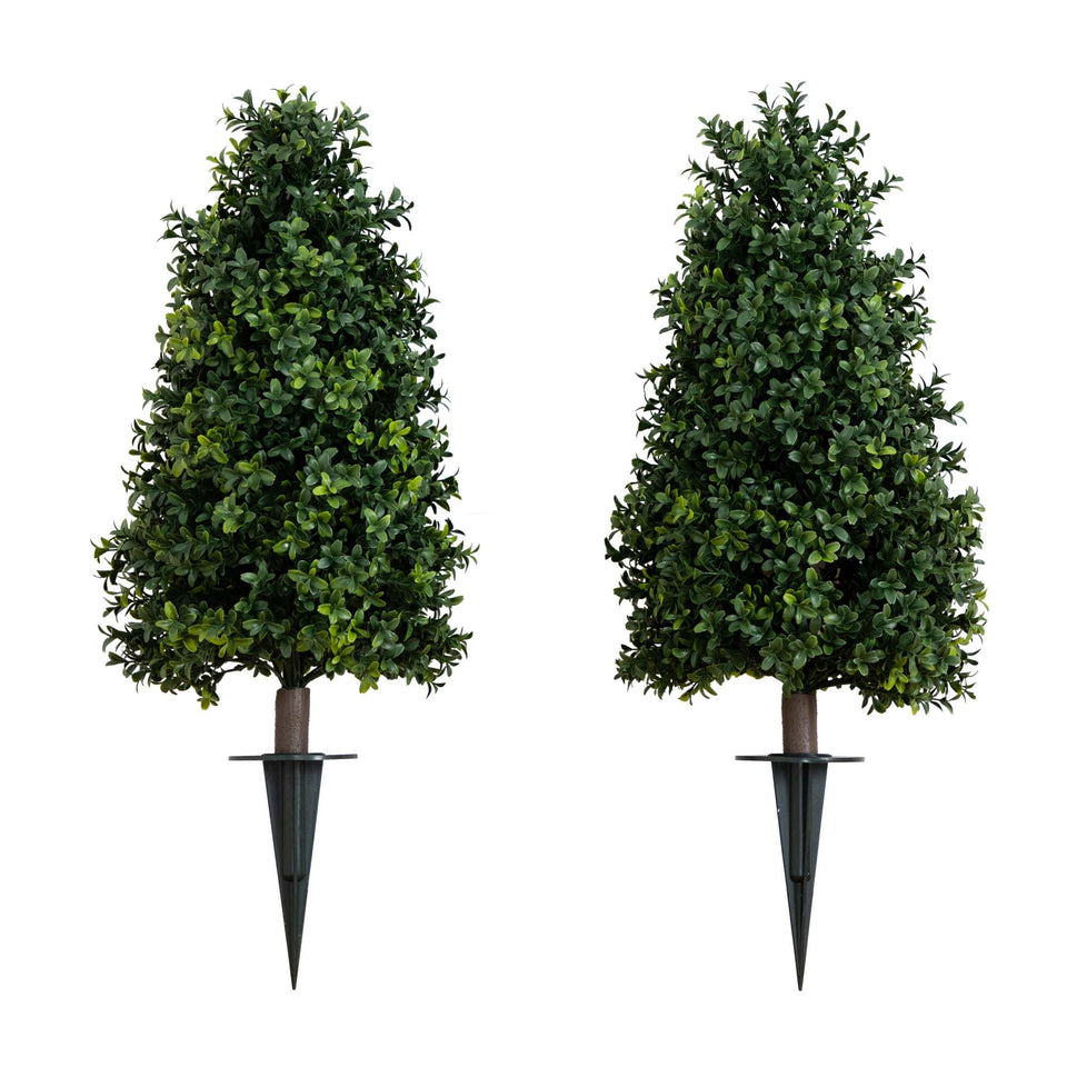 Nearly Natural boxwood topiary 2.5ft dense foliage for elegant indoor decor.