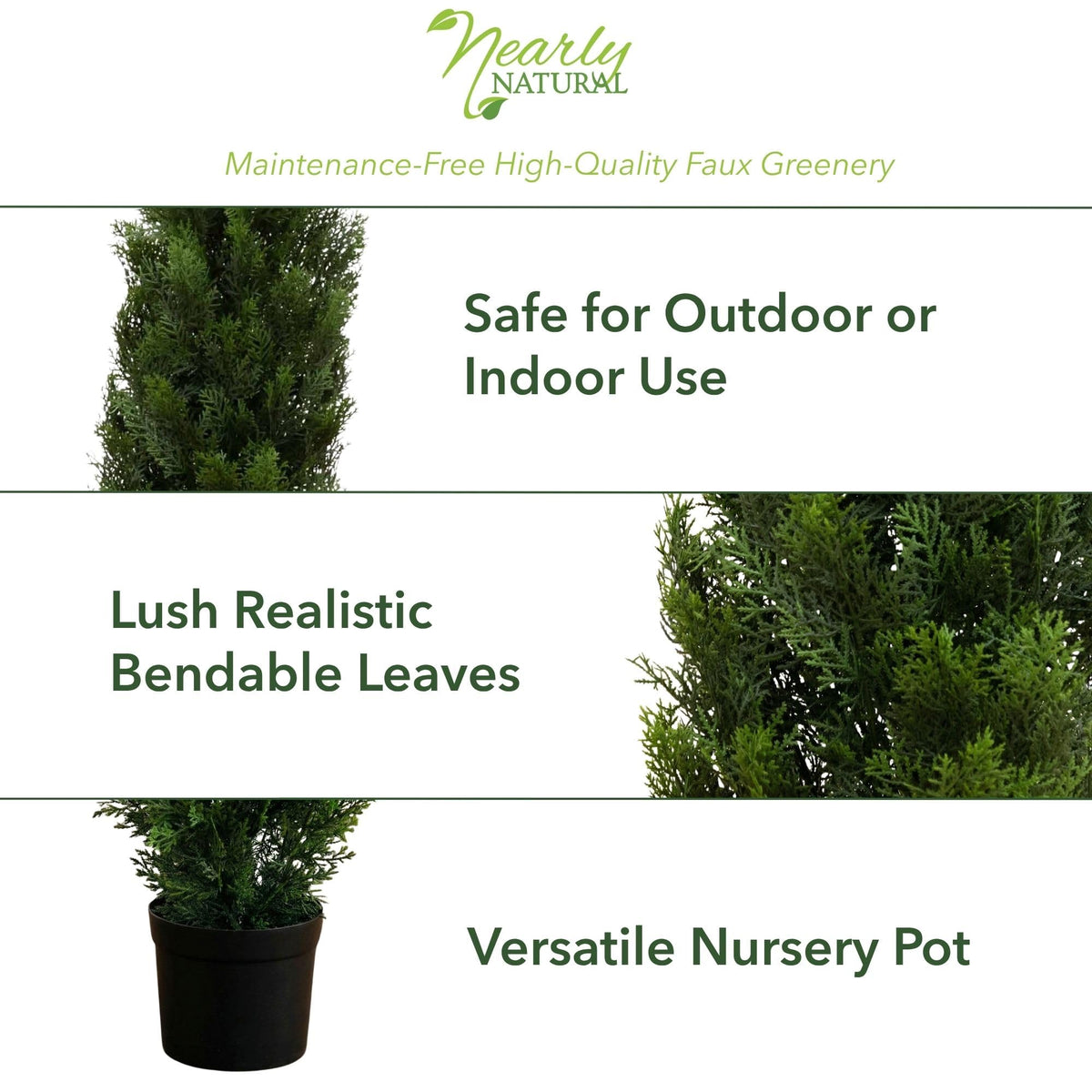 Nearly Natural 4ft cedar tree showing 1,000 tips for lifelike texture