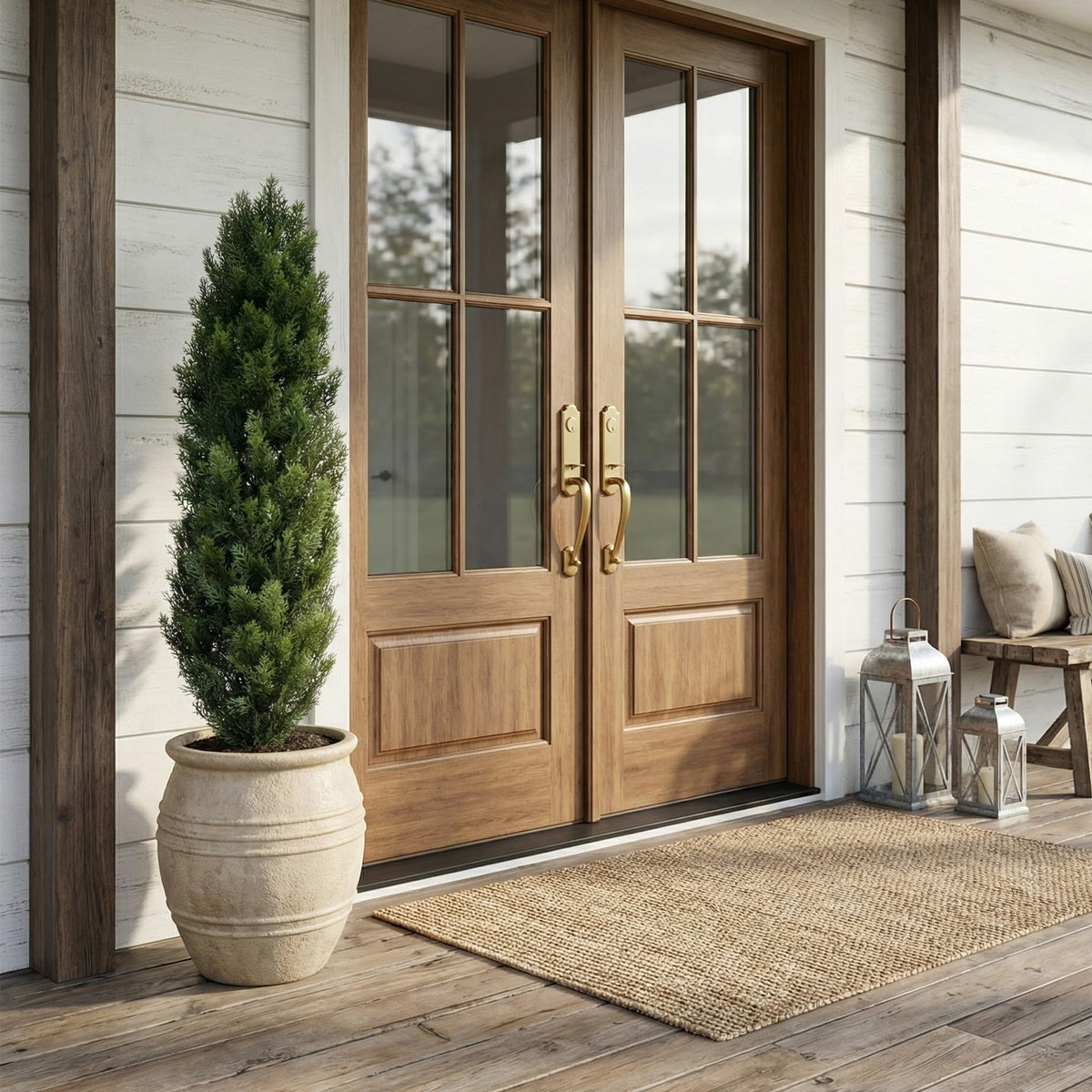 Nearly Natural cedar tree UV-resistant materials maintain color outdoors