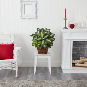 Nearly Natural Dieffenbachia silk plant displayed on a shelf for added greenery