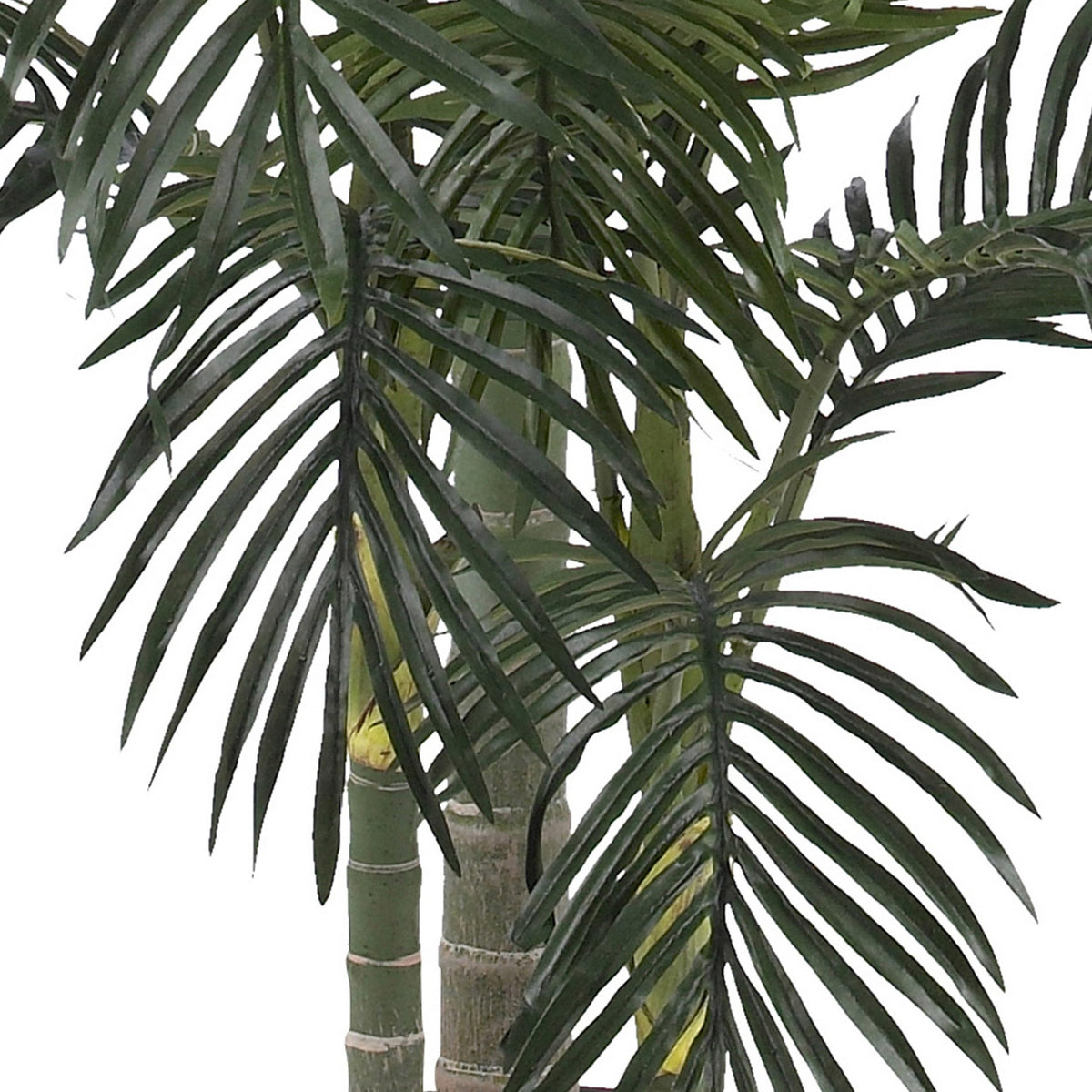 Nearly Natural Golden Cane Palm Tree measures 78 inches for bold corner styling.