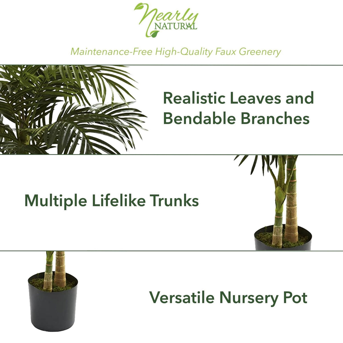 Nearly Natural Golden Cane Palm Tree bendable fronds tailor to your space.