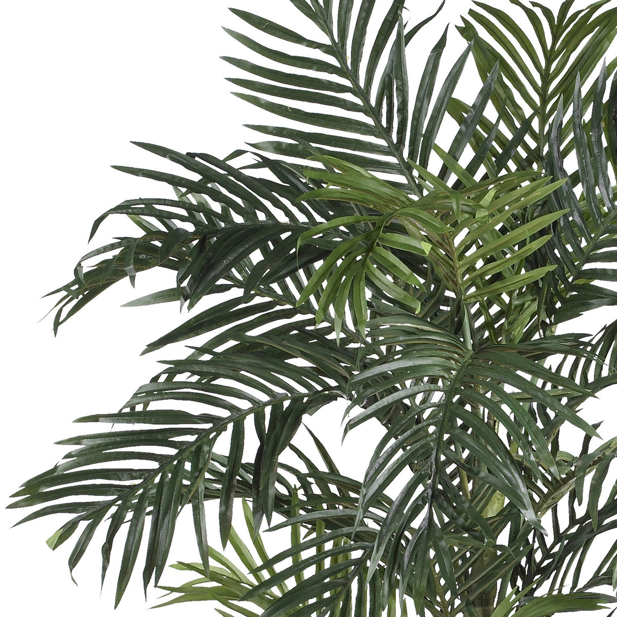 Nearly Natural Golden Cane Palm Tree three textured trunks add natural depth.