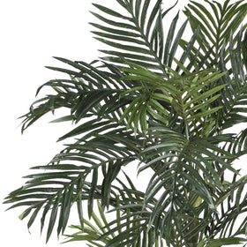 Nearly Natural Golden Cane Palm Tree three textured trunks add natural depth.