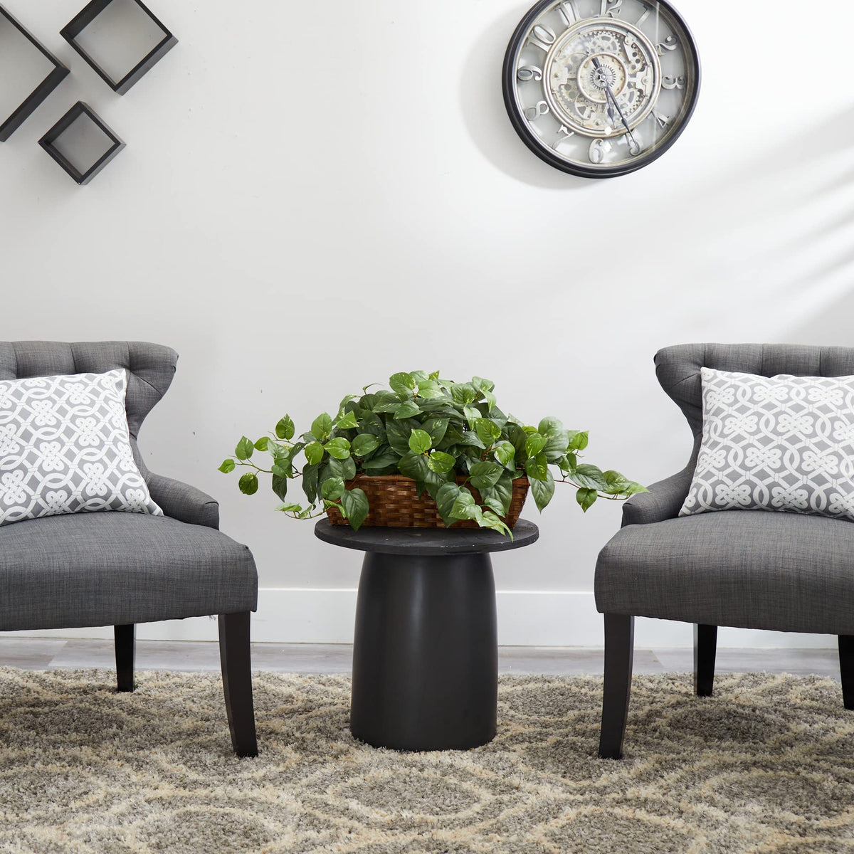 Nearly Natural Pothos Ivy living room decor for lush, maintenance-free greenery.