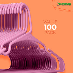 NEATERIZE 100-pack hanger set for dorms, homes, or retail displays.