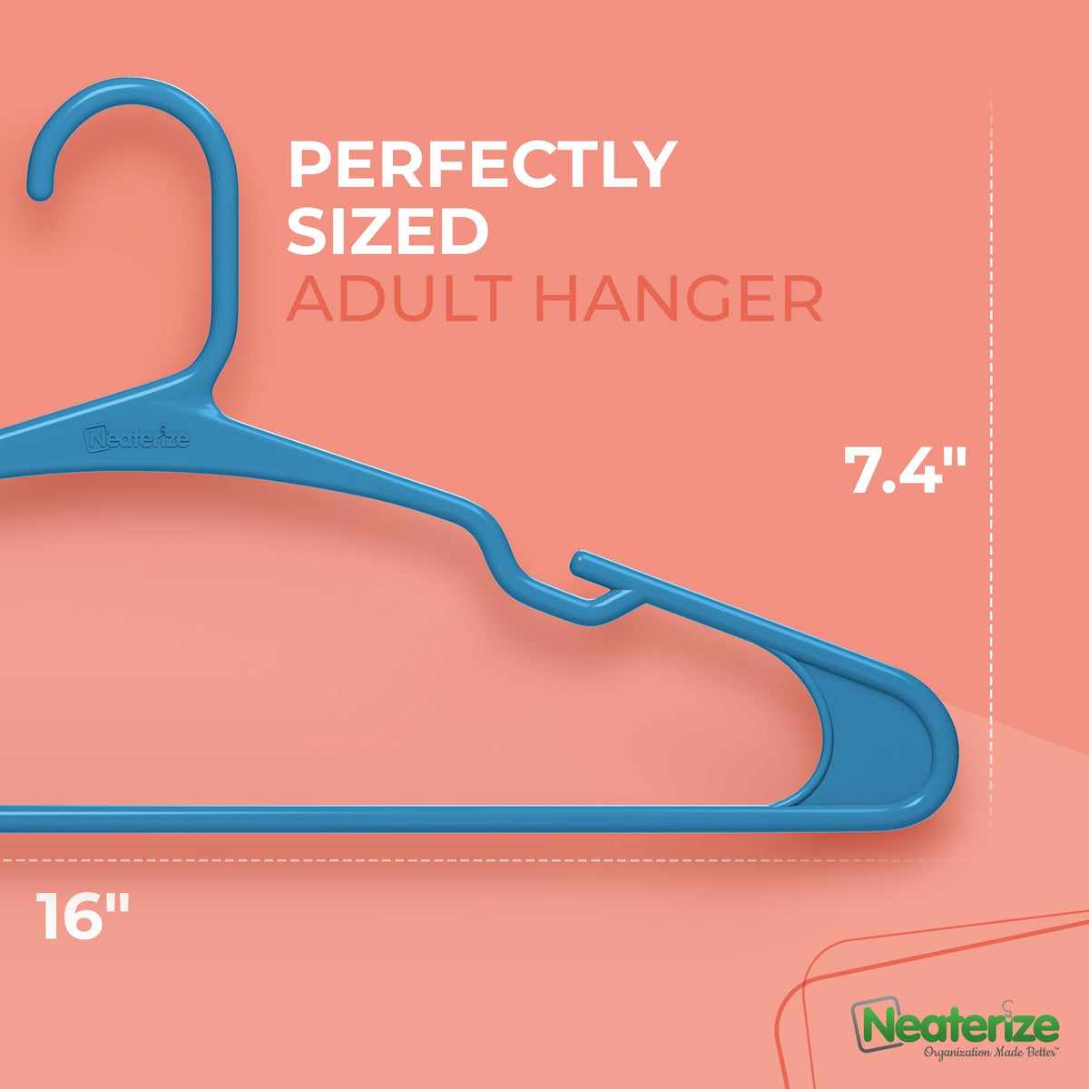NEATERIZE angled shoulder-support design prevents slipping on dresses and suits