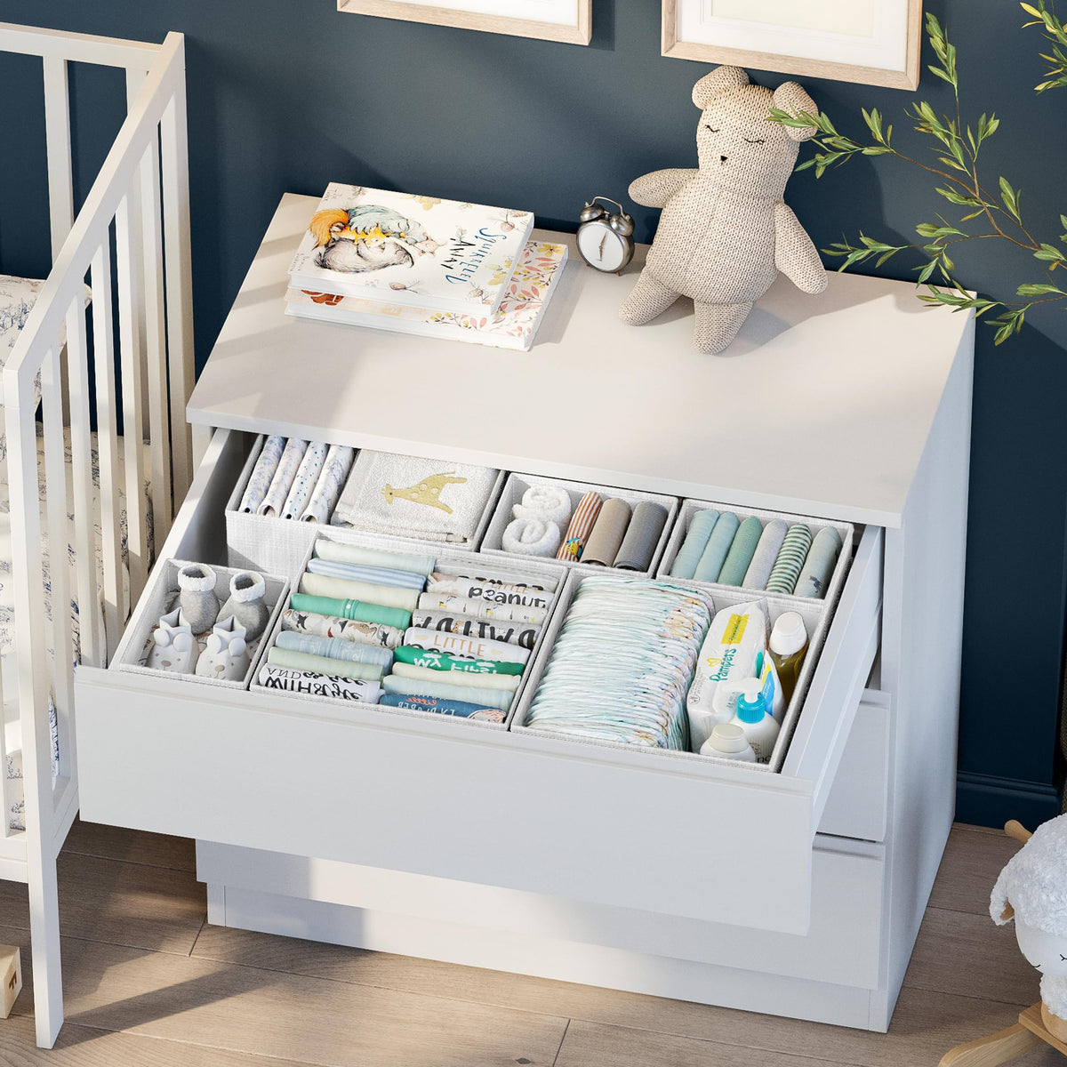 NEATERIZE baby clothes organizer bin sorts tiny outfits for quick access
