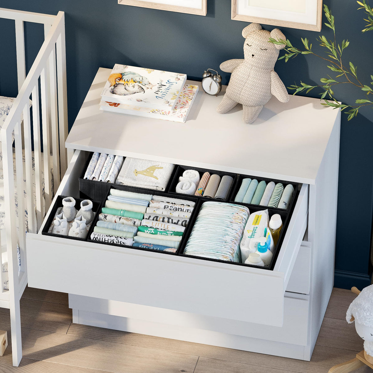 NEATERIZE baby clothes organizer with multiple sizes for easy closet sorting.