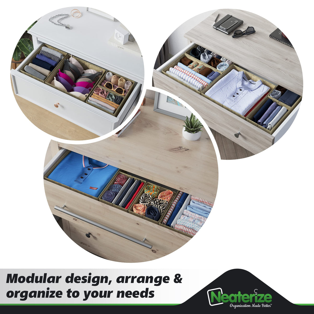 NEATERIZE closet organization on shelf creates a cleaner, accessible wardrobe space.