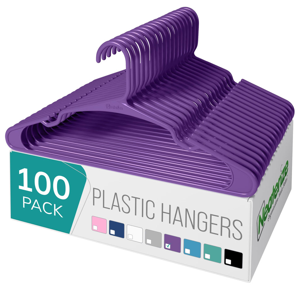 NEATERIZE angled-design hangers prevent slipping and preserve garment shape.