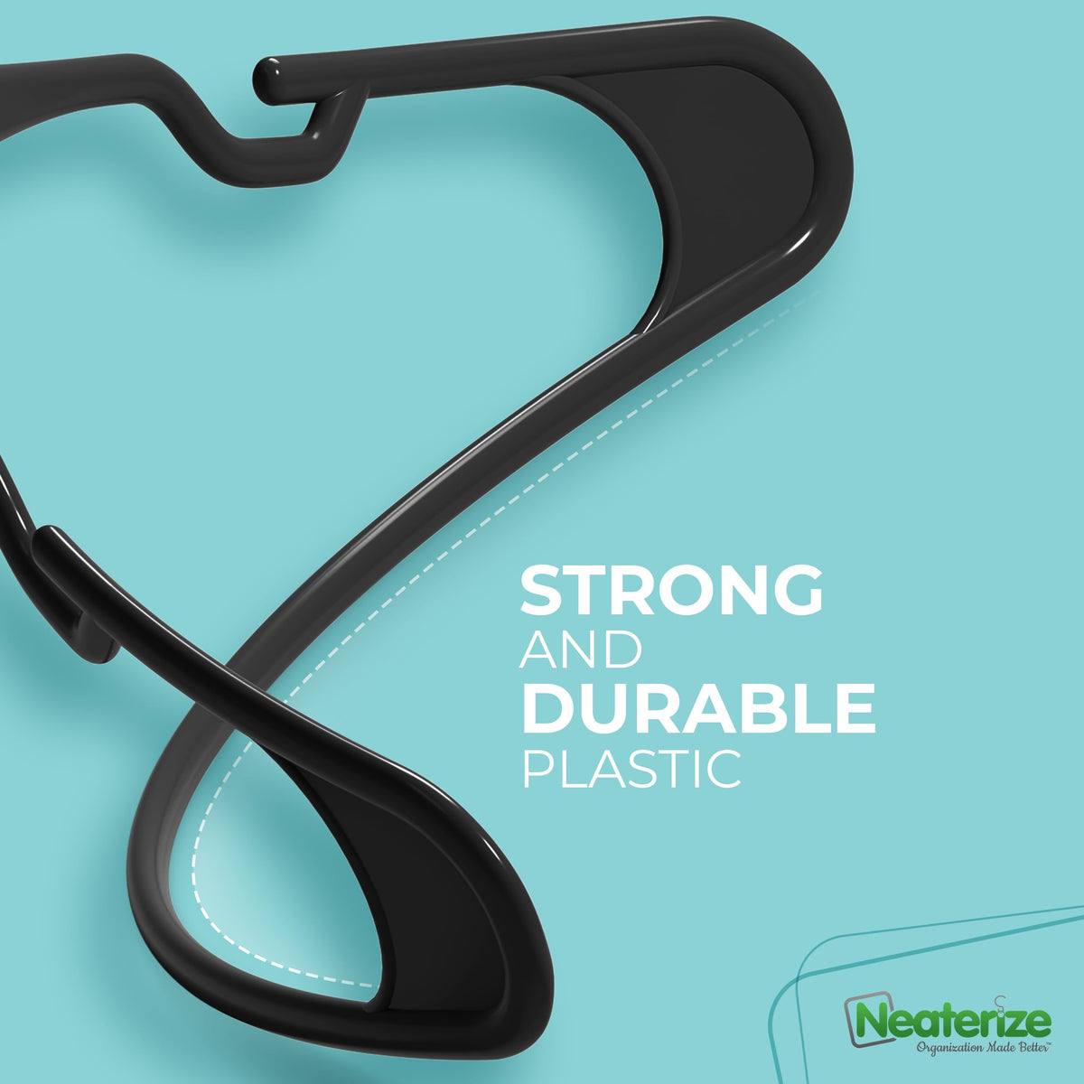 NEATERIZE black hangers with eight color options to match decor.