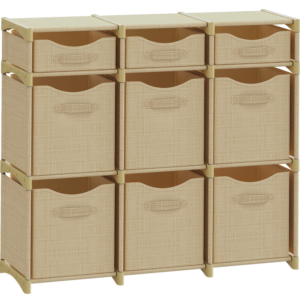 NEATERIZE cube storage organizer beige front view with modular design for flexible closet use
