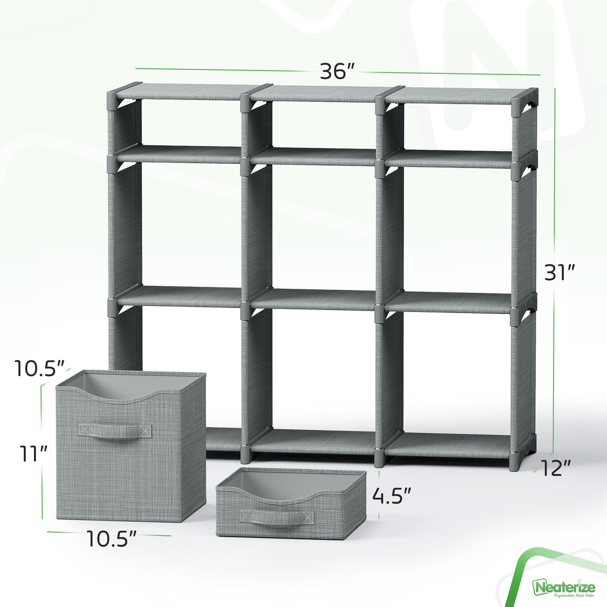 NEATERIZE grey cube storage with cabinet—neat organization for clothes and accessories