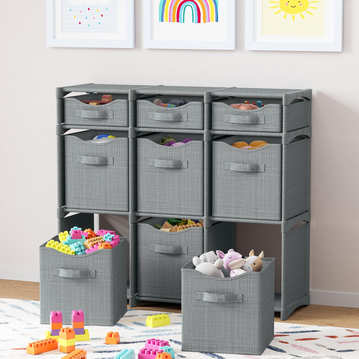 NEATERIZE large cubes in grey—sturdy storage for toys and craft supplies