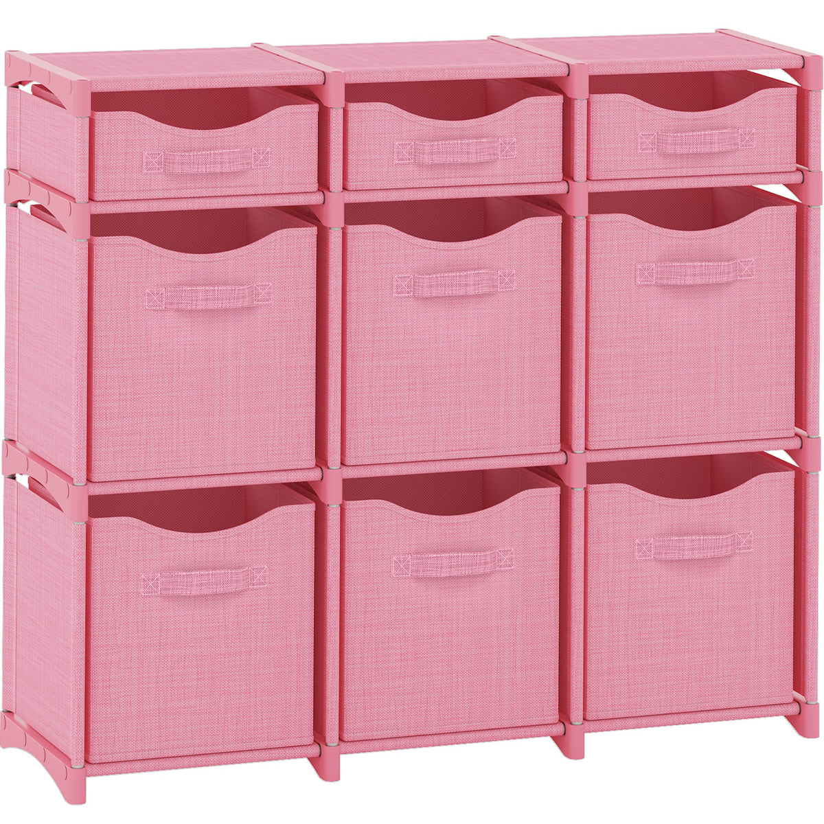 NEATERIZE cube storage unit pink with bins, ideal for toy storage and closet organization.