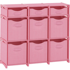 NEATERIZE cube storage unit pink with bins, ideal for toy storage and closet organization.