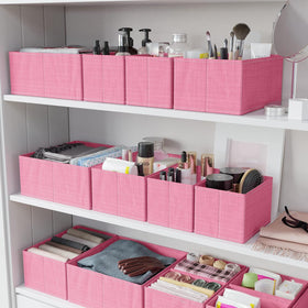 NEATERIZE pink baby clothes organizer speeds morning selections.