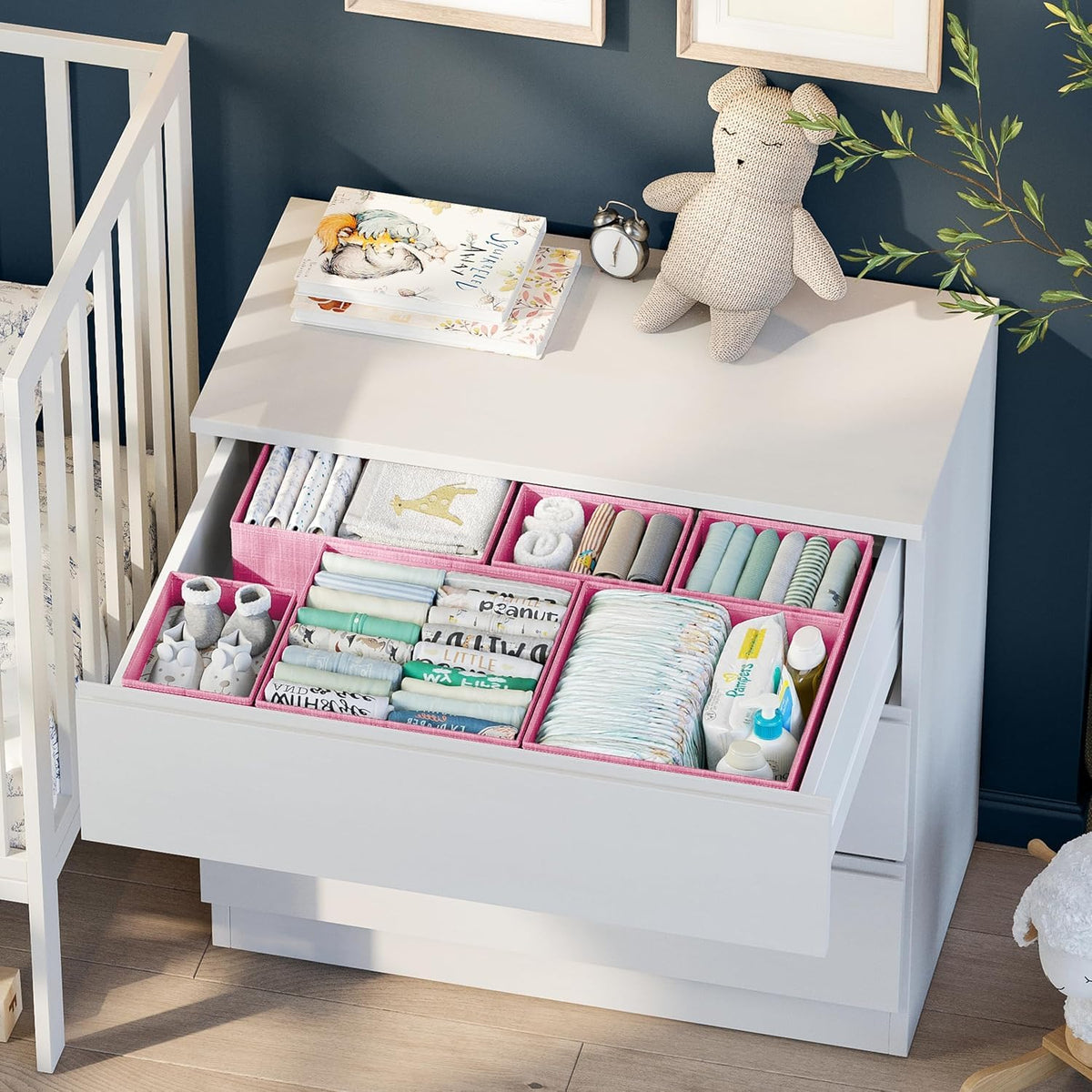 NEATERIZE pink dresser-drawer organizers streamline daily routines.