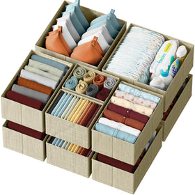 NEATERIZE drawer organizer set 12 beige keeps nursery wardrobe tidy and accessible.