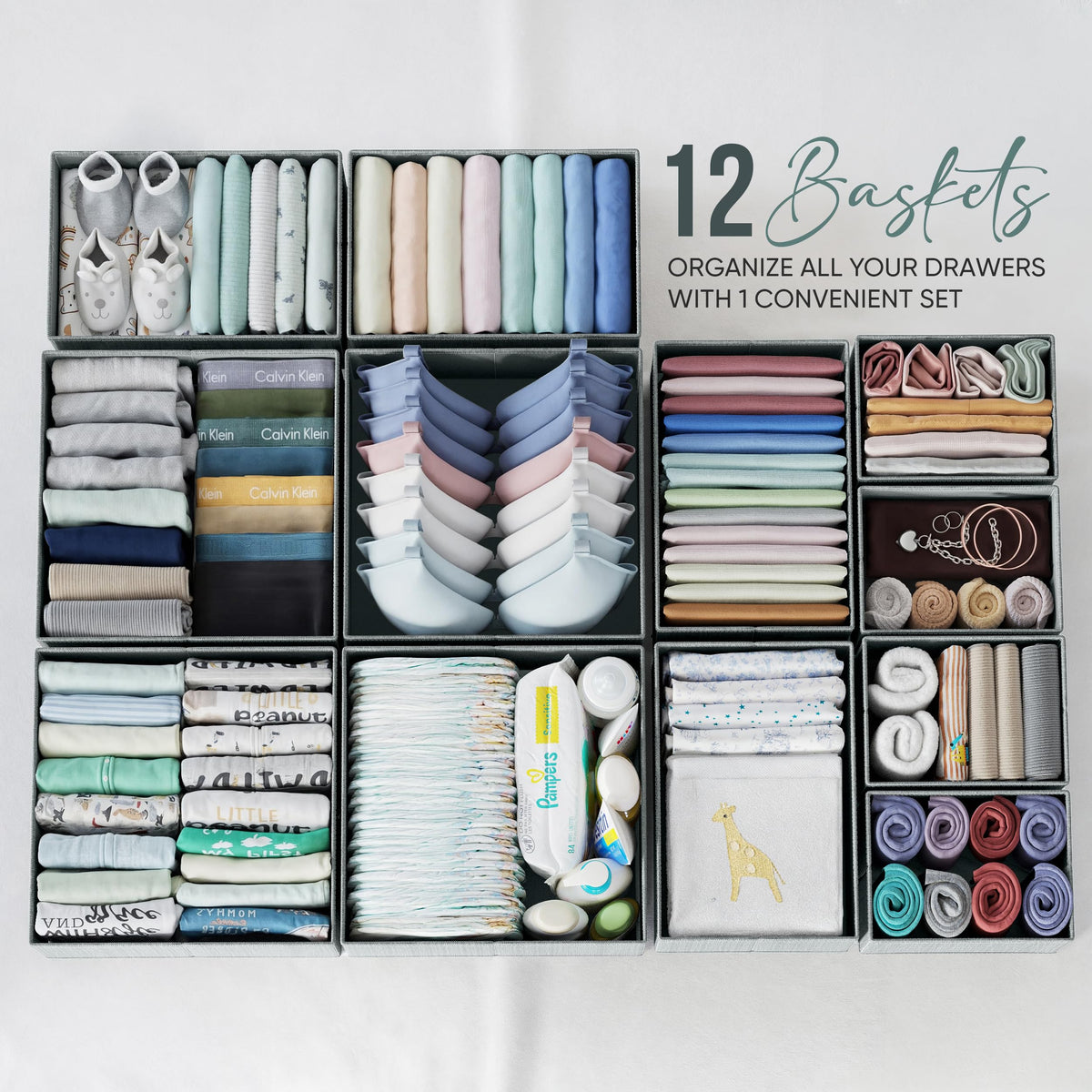 NEATERIZE large bins store bulky outfits or blankets neatly.