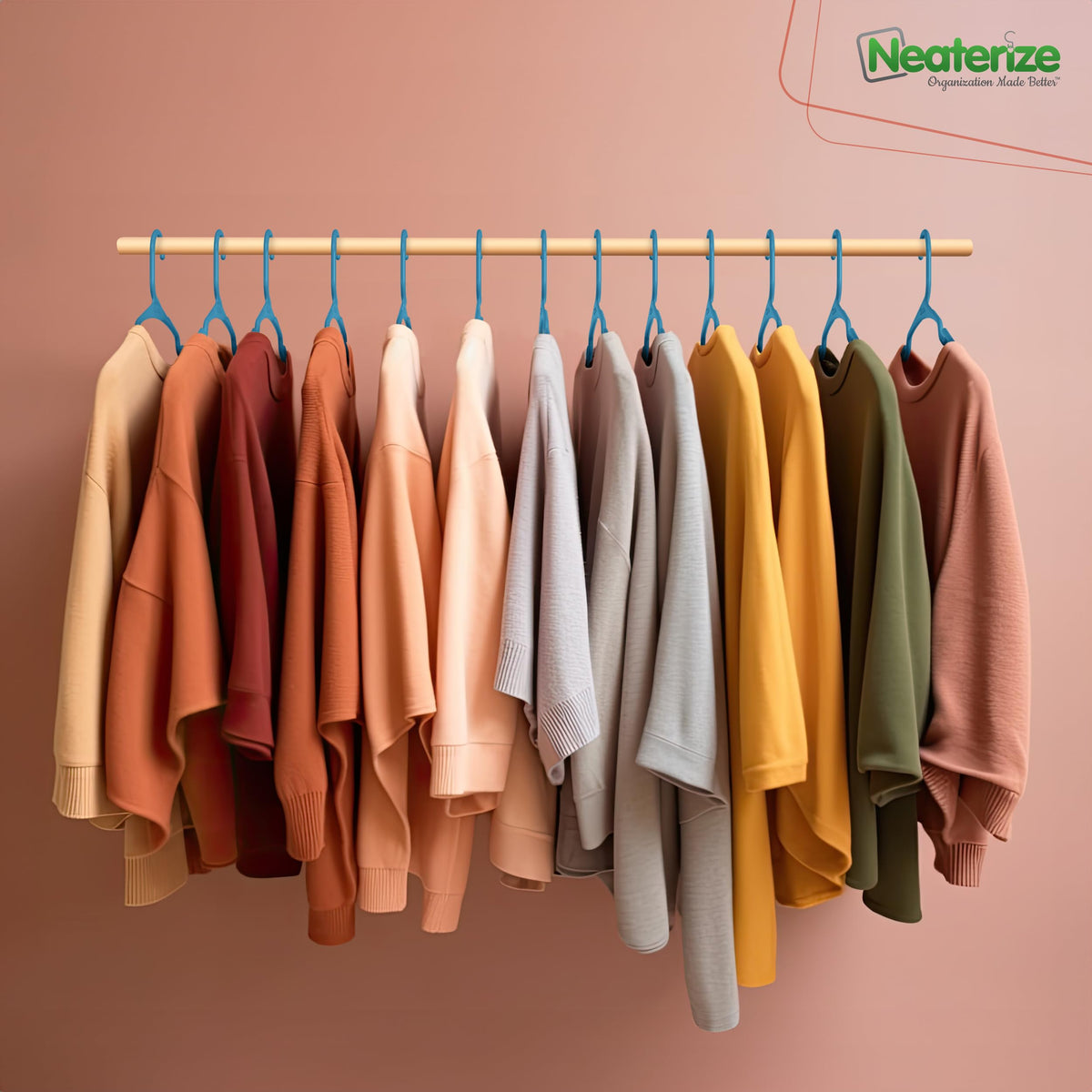 NEATERIZE durable eco-plastic construction supports coats without creasing