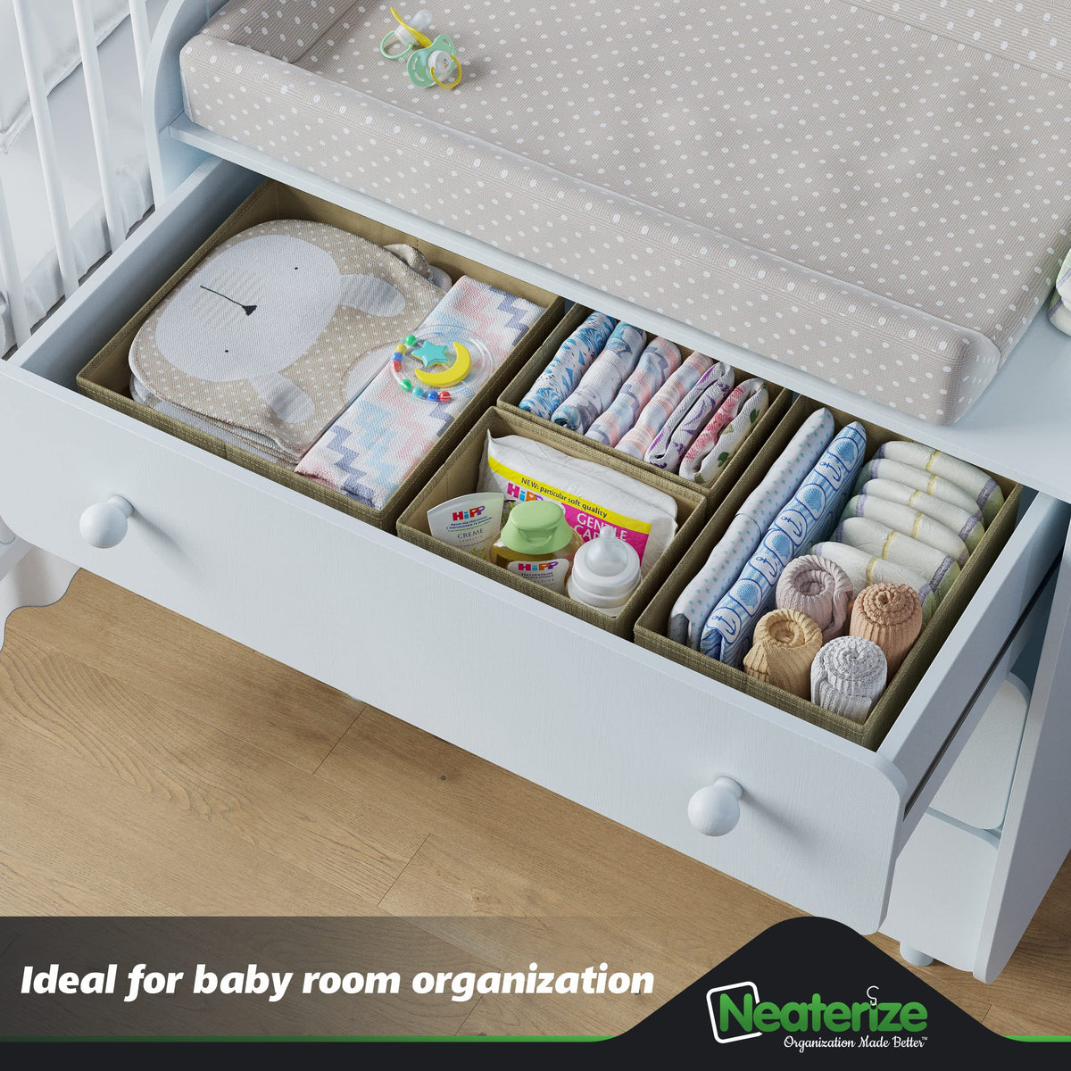 NEATERIZE easy-assembly bottom insert delivers a rigid base for stable organization.
