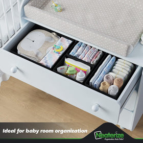 NEATERIZE drawer organizers with a simple base insert for instant setup.