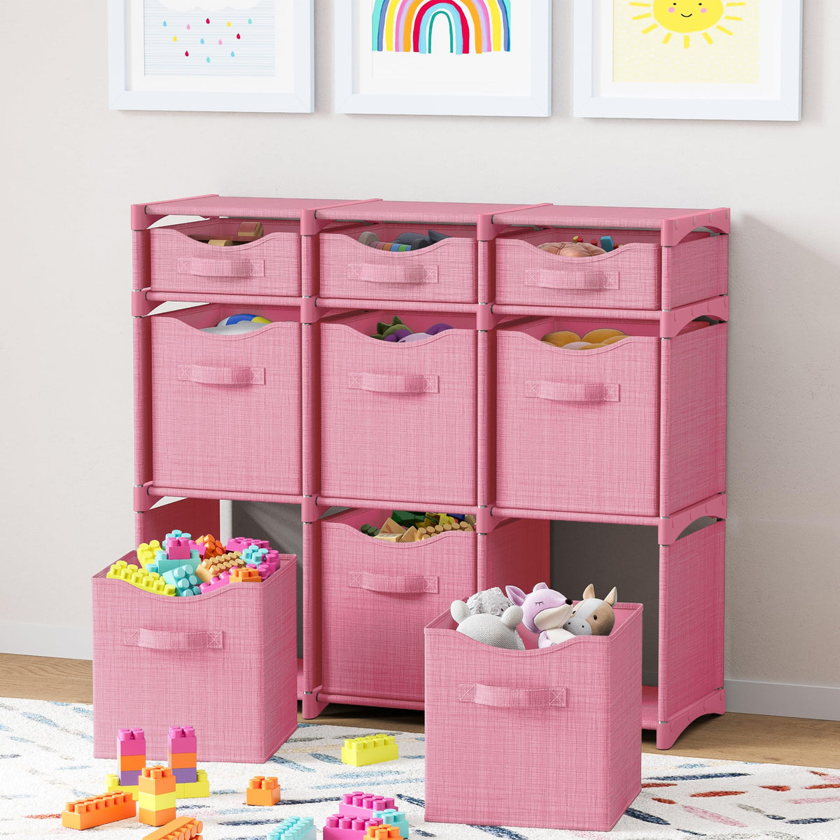 NEATERIZE large cubes pink, versatile storage for bulk items and display.