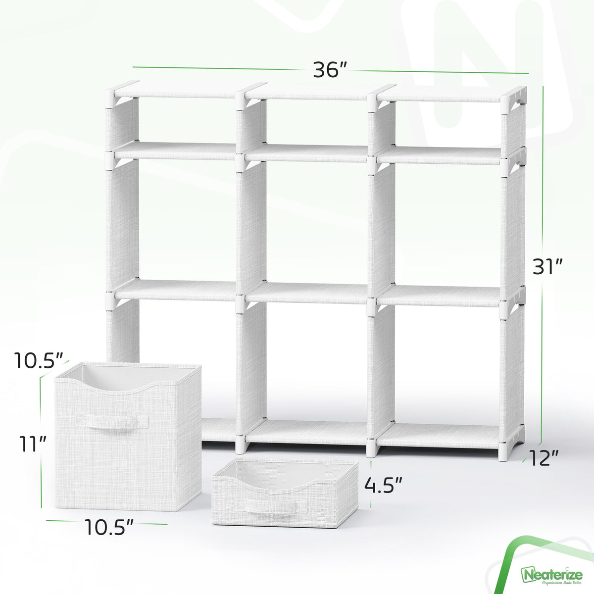 NEATERIZE large storage cubes with white-grey finish offer sturdy clothing organization and easy access.