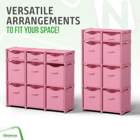 NEATERIZE multi-function closet organizer pink, ideal for clothes and toy storage.