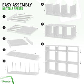 NEATERIZE cube storage unit demonstrates multi-function use as closet shelving and toy storage.