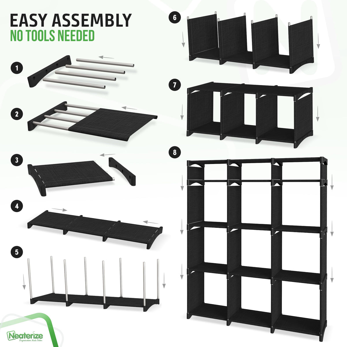 NEATERIZE multi-functional closet storage for clothes, toys, and bedroom organization