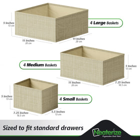 NEATERIZE rectangular bins offer versatile drawer dividers for clothing storage.