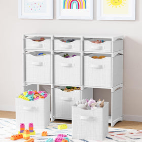 NEATERIZE small storage cubes highlight compact toy storage for kids' rooms.