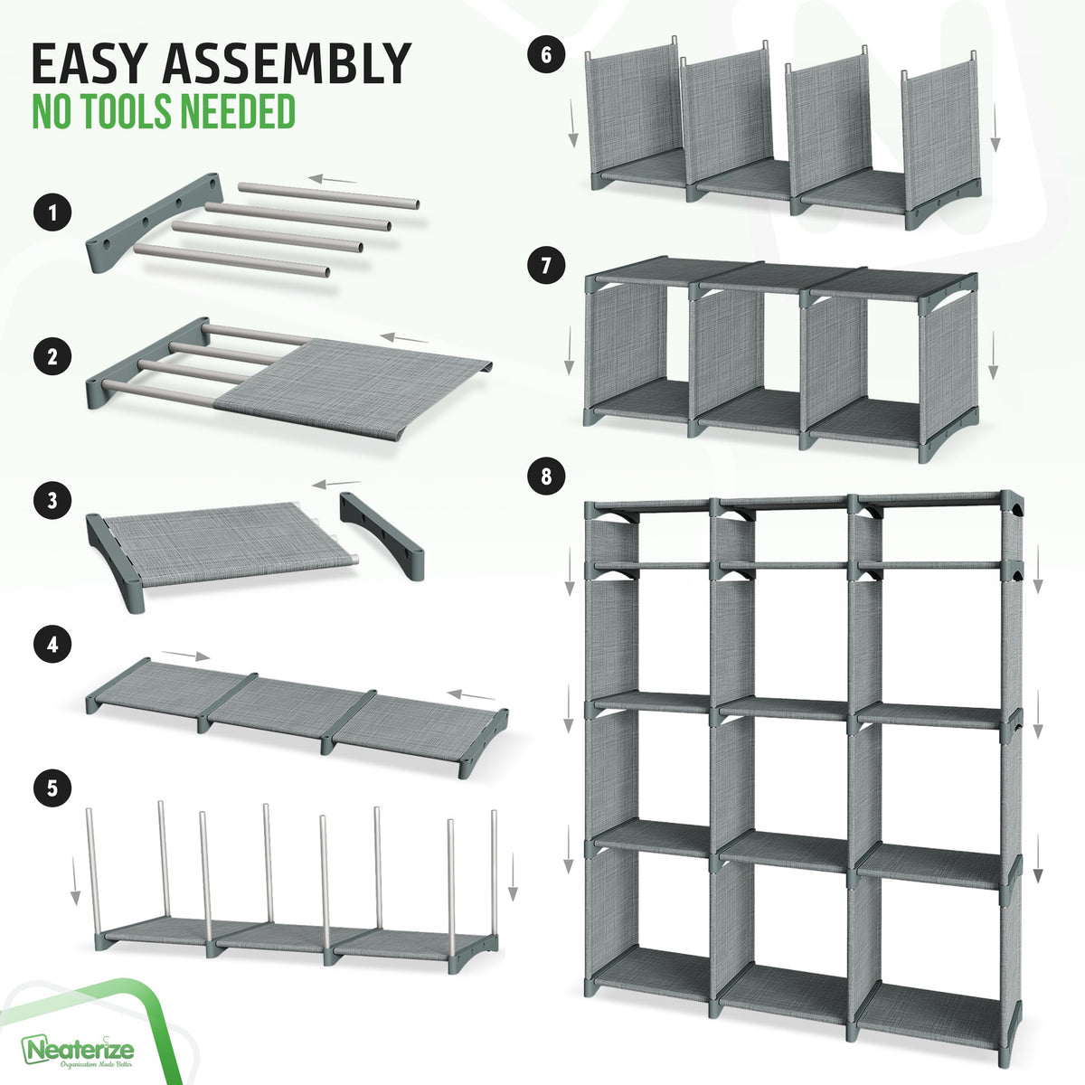 NEATERIZE small storage cubes help organize accessories and small items neatly