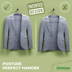 NEATERIZE space-saving slim design frees closet space without bulk