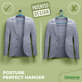 NEATERIZE space-saving slim profile hangers maximize closet storage