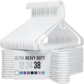 NEATERIZE thick heavy-duty hangers white 38-pack for coats and heavier garments