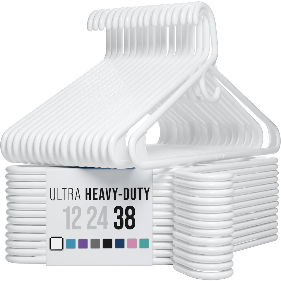 NEATERIZE thick heavy-duty hangers white 38-pack for coats and heavier garments