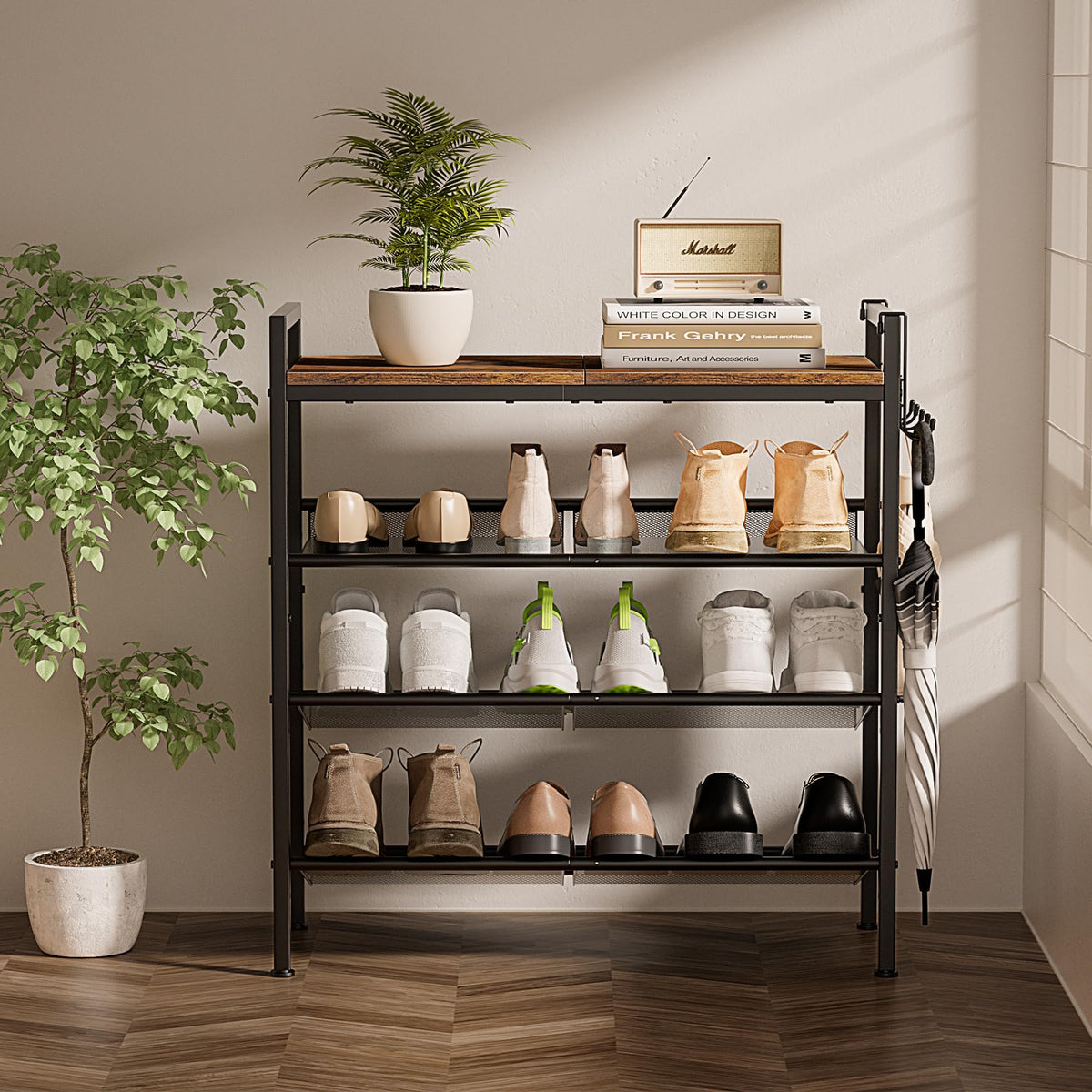 neatevday 4-Tier Shoe Rack is easy to assemble without tools.