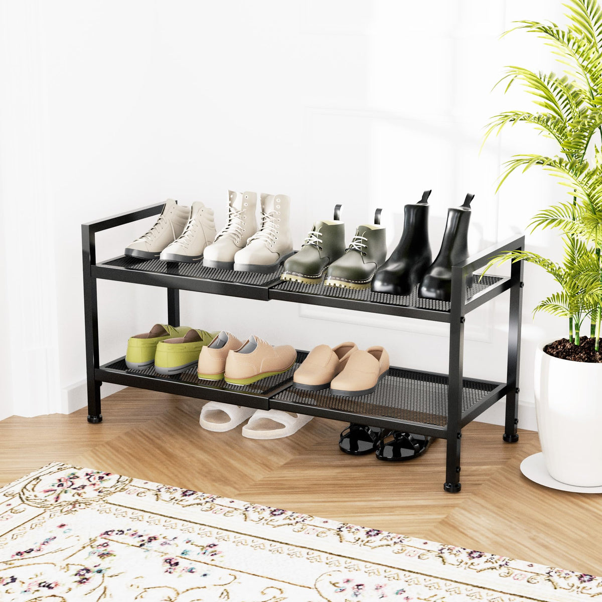 Neatevday adjustable leveling feet keep the rack stable on uneven floors.