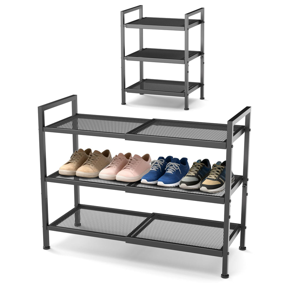 neatevday expandable shoe rack in closet with adjustable width for tailored space