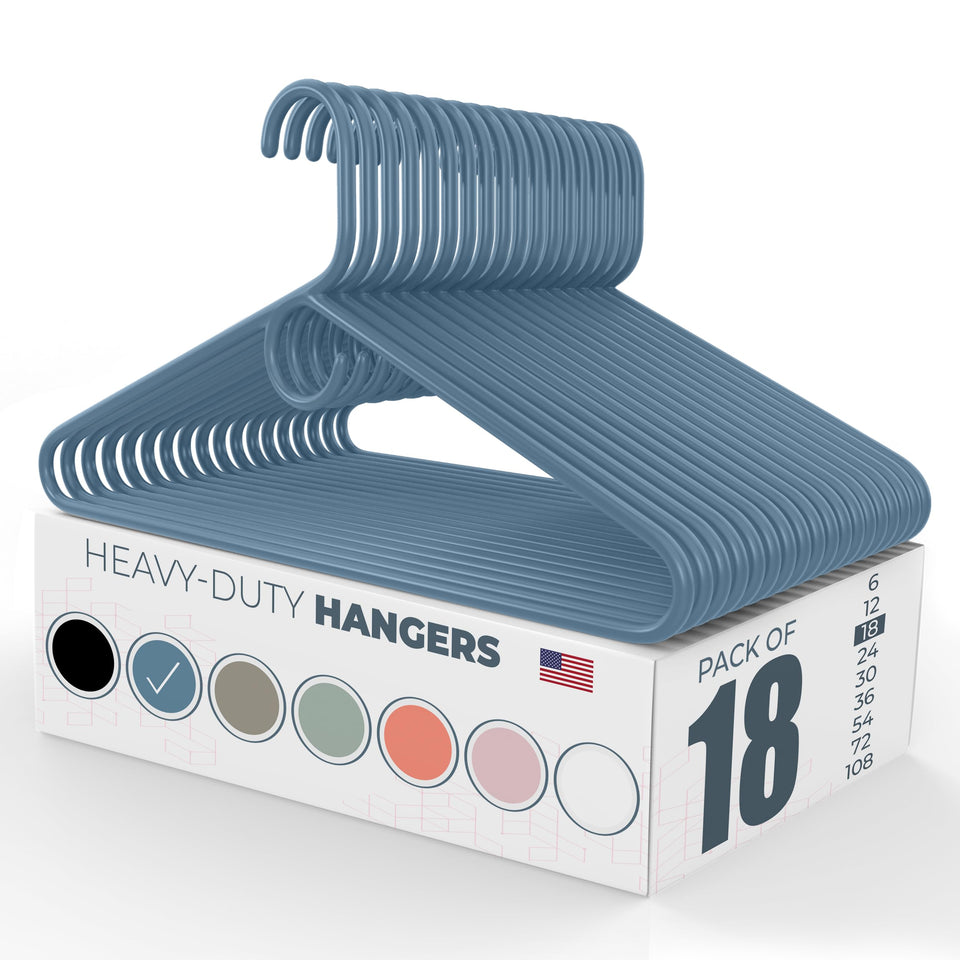 Neaties heavy-duty hangers with 8 lb capacity demonstrate sturdy, snag-free performance for everyday shirts.