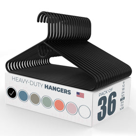 Neaties heavy-duty plastic hangers stacked for bulk closet use.