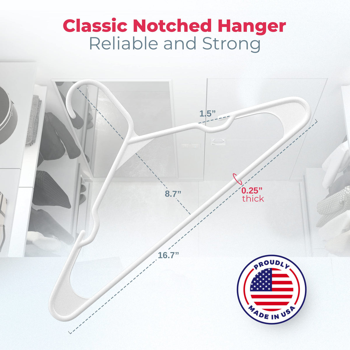 Neaties notched hanger holds dresses and pants securely.