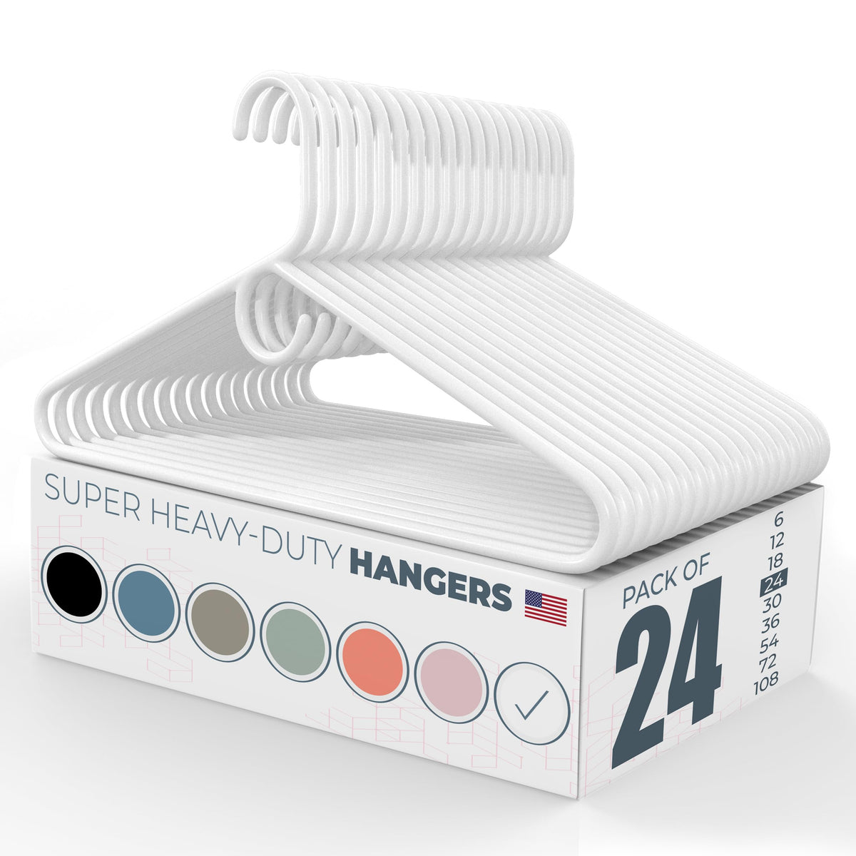Neaties super heavy-duty hanger with 0.4-inch bar ready for coats and jackets.