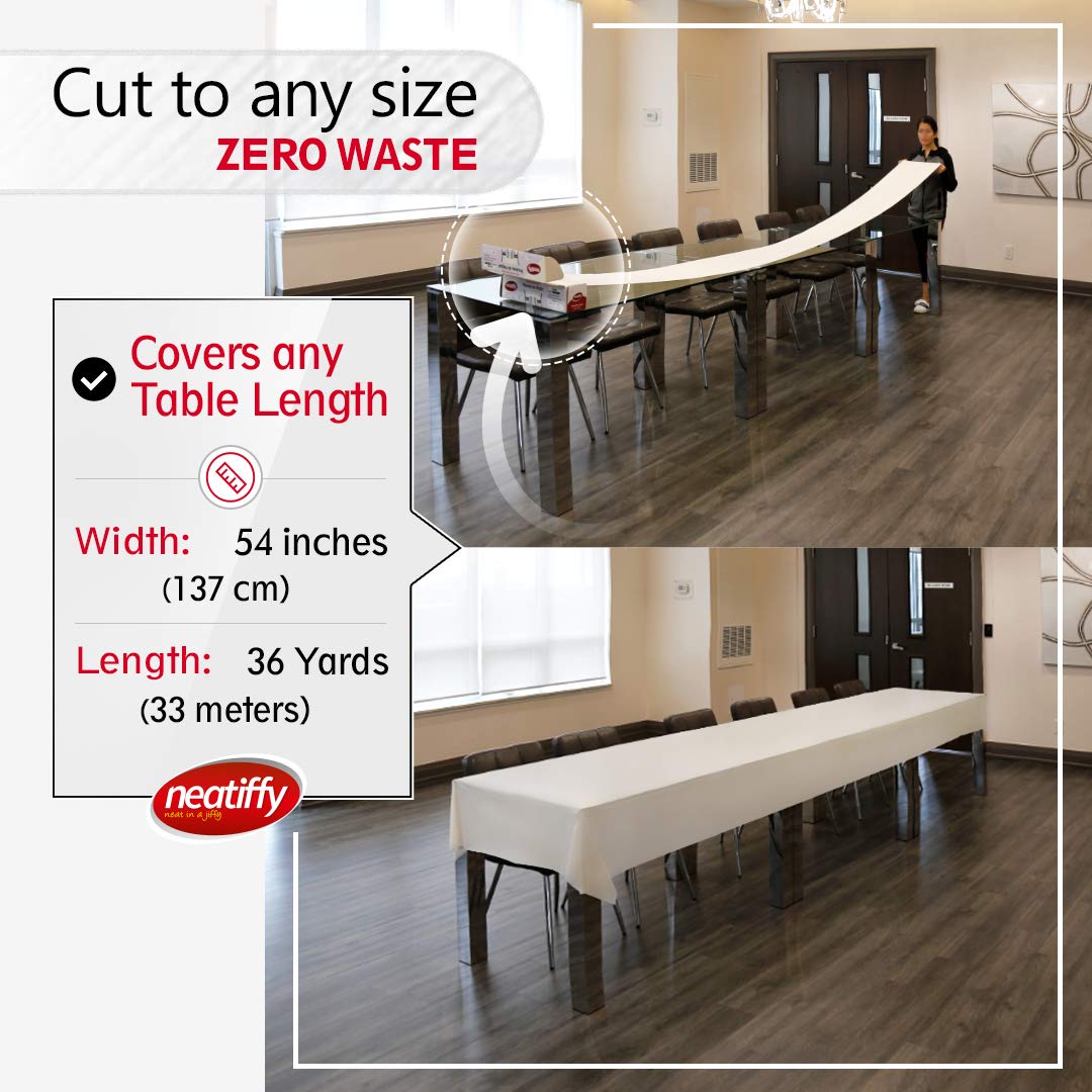 Neatiffy disposable tablecloth roll makes cleanup quick and easy after gatherings.