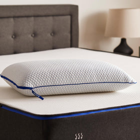 Nectar Tri-Comfort Pillow front view on bed showing plush support